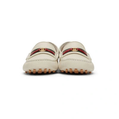 Shop Gucci Off-white Interlocking G Driver Loafers In 9107 My.whi