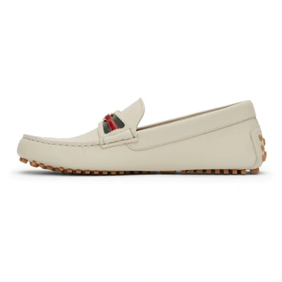 Shop Gucci Off-white Interlocking G Driver Loafers In 9107 My.whi