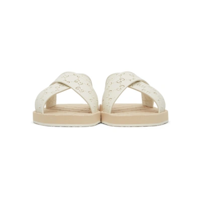 Shop Gucci White & Pink Gg Slide Sandals In 9022 Mystic