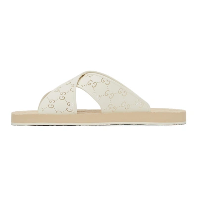 Shop Gucci White & Pink Gg Slide Sandals In 9022 Mystic