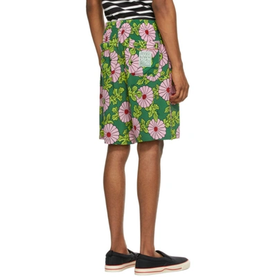 Shop Gucci Green Ken Scott Edition Silk Floral Print Shorts In 5337 Pinkgr
