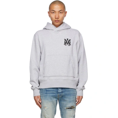 Shop Amiri Grey Ma Fitted Hoodie In Heather Gray