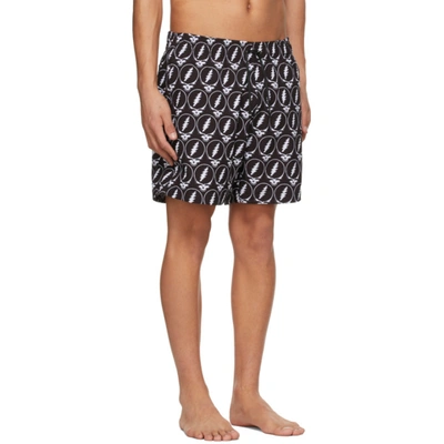 Shop Amiri Black Grateful Dead Edition Skull Swim Shorts