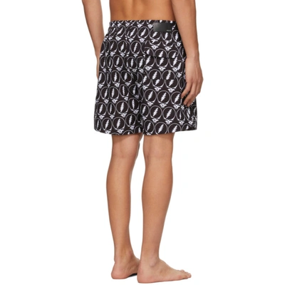 Shop Amiri Black Grateful Dead Edition Skull Swim Shorts