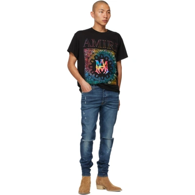 Shop Amiri Black Rainbow Bandana T-shirt