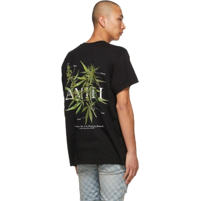 Shop Amiri Black Leaves Logo T-shirt