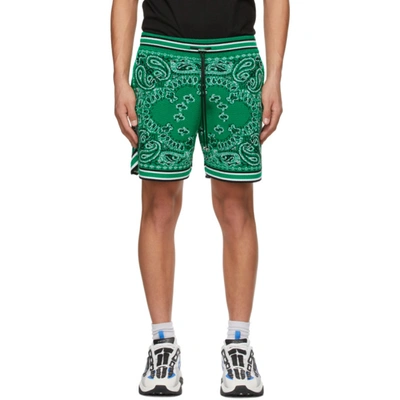 Shop Amiri Green Bandana B-ball Shorts In Tennis Green