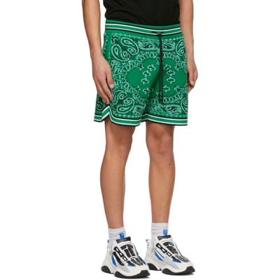 Shop Amiri Green Bandana B-ball Shorts In Tennis Green