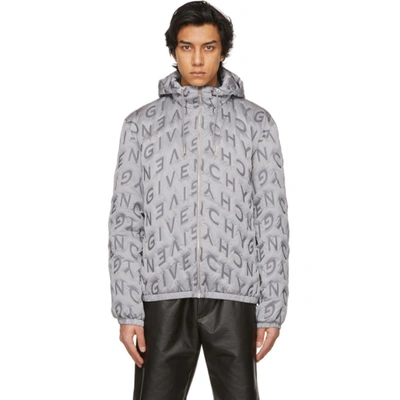 Shop Givenchy Grey Allover Refracted Logo Thermo-quilted Windbreaker Jacket In 040 Silver