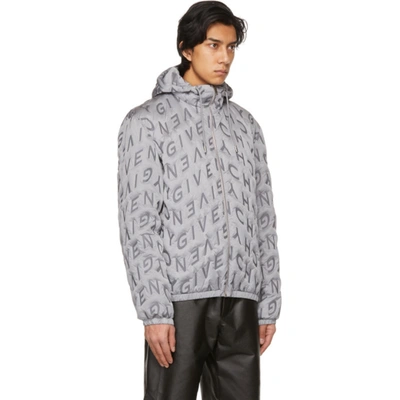 Shop Givenchy Grey Allover Refracted Logo Thermo-quilted Windbreaker Jacket In 040 Silver