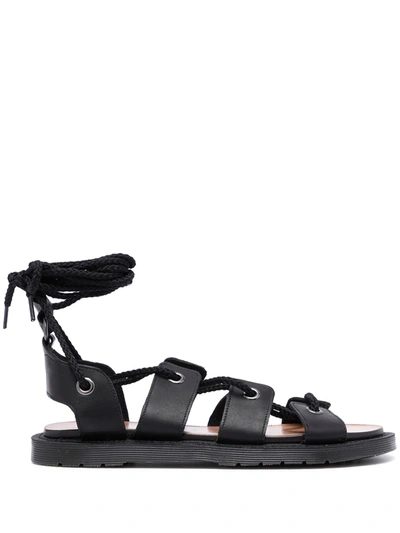 Shop Dr. Martens' Lace-up Gladiator Sandals In Black