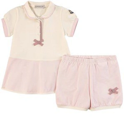 Shop Moncler Pale Pink Logo Dress Set