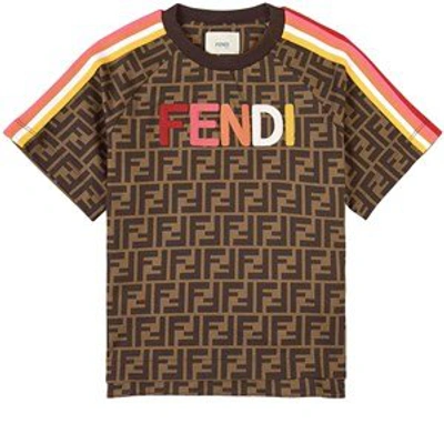 Shop Fendi Brown Ff Logo T-shirt