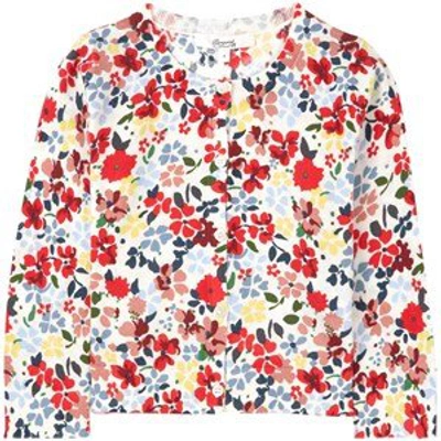Shop Bonpoint White Floral Cardigan In Red