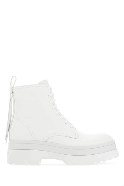 Shop Red Valentino Redvalentino Bow Detail Combat Boots In White
