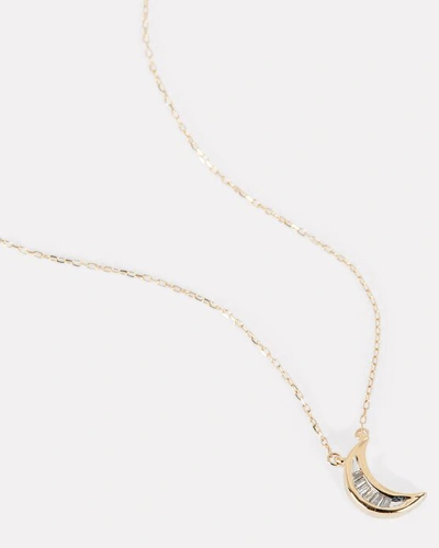 Shop Adina Reyter Baguette Moon Chain Necklace In Gold
