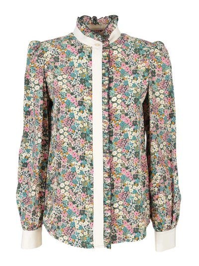 Shop See By Chloé Floral Printed Silk Multicolor Shirt