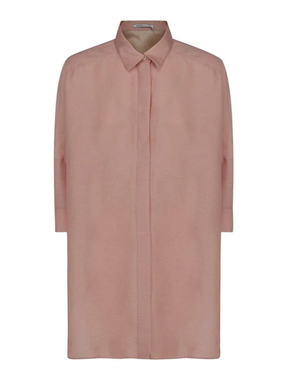 Shop Agnona Linen Blend Shirt In Pink