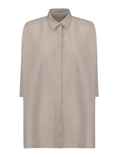 Shop Agnona Linen Blend Shirt In Beige