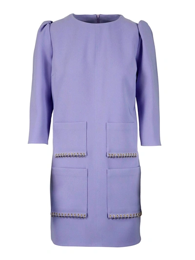 Shop Elisabetta Franchi Piercing Detail Short Dress In Purple