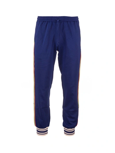 Shop Gucci Side Bands Tracksuit Pants In Blue In Grey