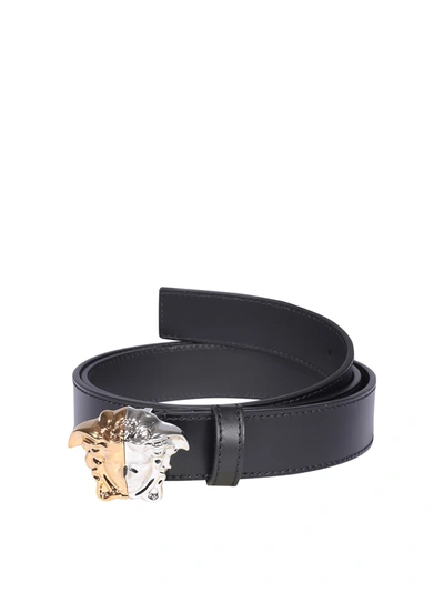 Shop Versace Palazzo Smooth Leather Belt In Black