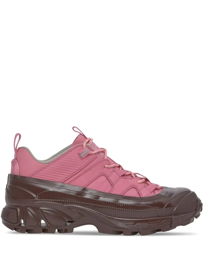 Shop Burberry Arthur Suede Sneakers In Pink