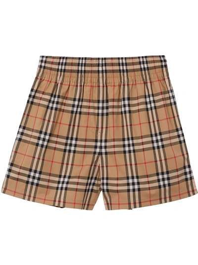 Shop Burberry Vintage Check Side-stripe Shorts In Neutrals