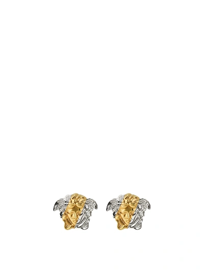 Shop Versace Medusa Earrings In Gold