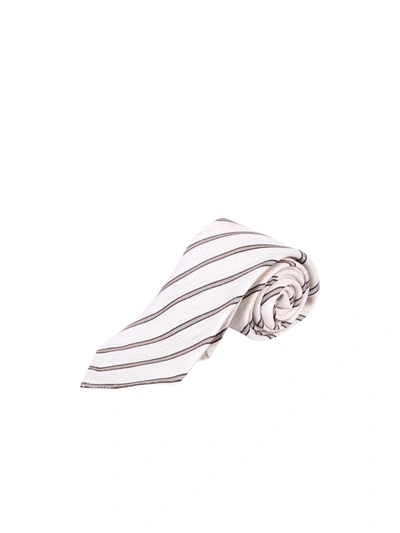 Shop Lardini Striped Tie In White