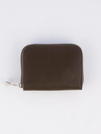 Shop Ami Alexandre Mattiussi Zipped Card Wallet In Dark Olive Green