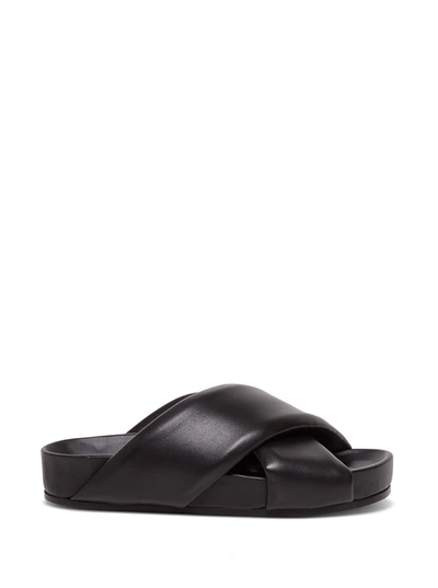 Shop Jil Sander Platform Sandals In Black Nappa Leather