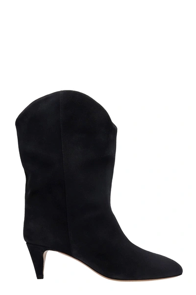 Shop Isabel Marant Denree High Heels Ankle Boots In Black Suede