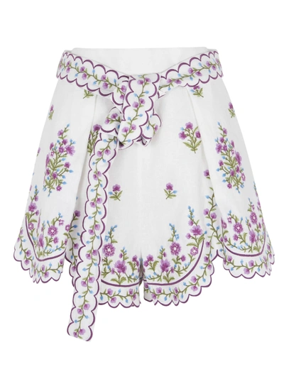 Shop Zimmermann Floral Detail Skirt In White