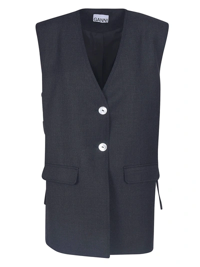 Shop Ganni Wool Suiting Vest In 252