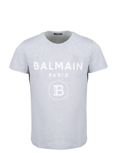 Shop Balmain Printed T-shirt In Grey