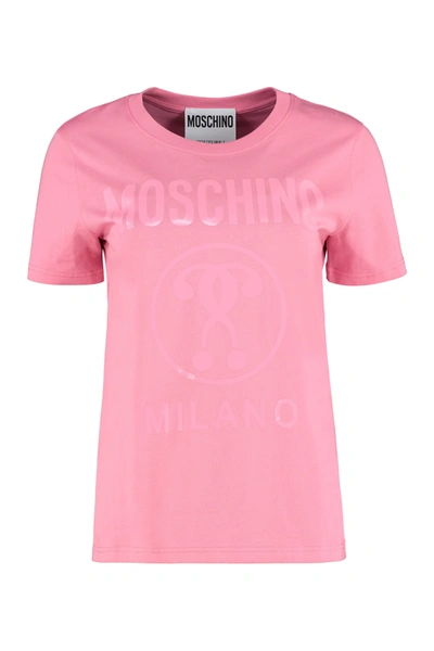 Shop Moschino Cotton Crew-neck T-shirt In Pink