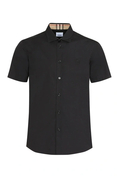 Shop Burberry Short Sleeve Cotton Shirt In Black