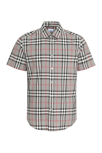 Shop Burberry Printed Cotton Shirt In Grey