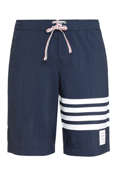 Shop Thom Browne Nylon Swim Shorts In Blue