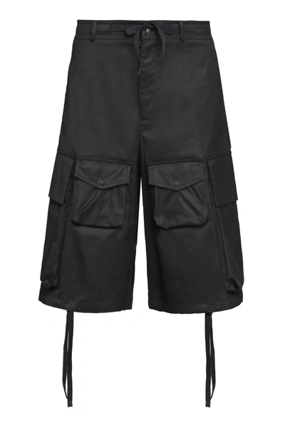 Shop Moncler Cotton Cargo Bermuda Shorts In Black