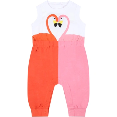 Shop Stella Mccartney Multicolor Jumpsuit For Babygirl With Flamingos