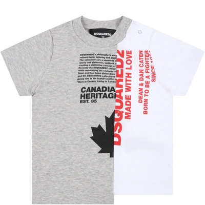 Shop Dsquared2 Multicolor T-shirt For Babyboy With Red Logo