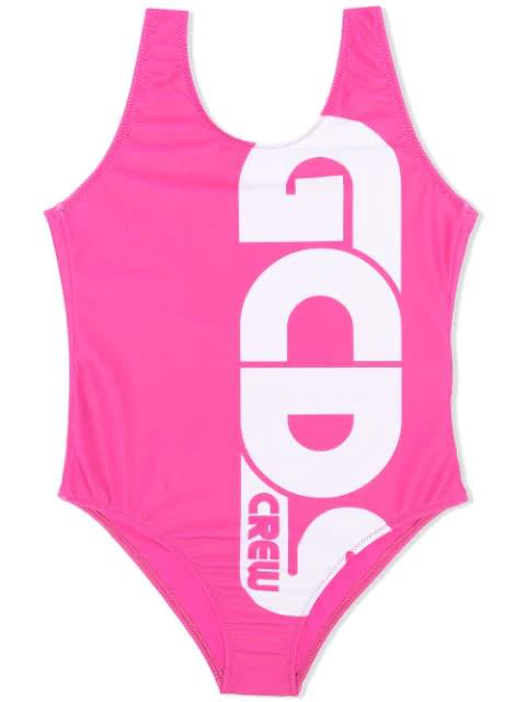 Gcds Mini Kids One Piece Swimsuit With Print In Fucsia Modesens