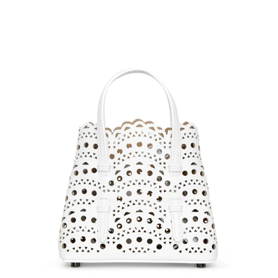 Shop Alaïa Mina 16 Vienne Vague White Leather Tote Bag