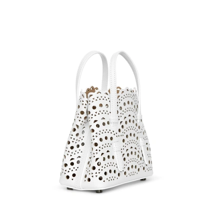 Shop Alaïa Mina 16 Vienne Vague White Leather Tote Bag