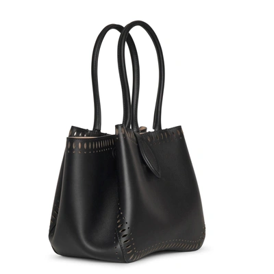 Shop Alaïa Angele 20 Black Leather Tote Bag
