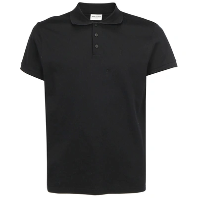 Shop Saint Laurent Men's Short Sleeve T-shirt Polo Collar In Black