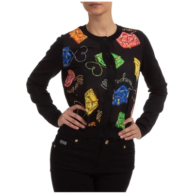 Shop Moschino Women's Cardigan Sweater In Black