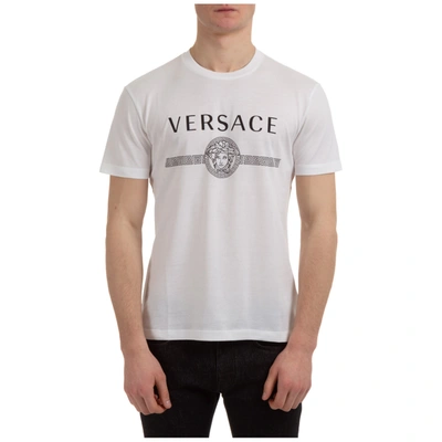 Shop Versace Men's Short Sleeve T-shirt Crew Neckline Jumper Medusa In White